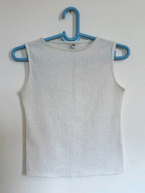 Uniqlo Textured Sleeveless Tank Top White/Cream Size M